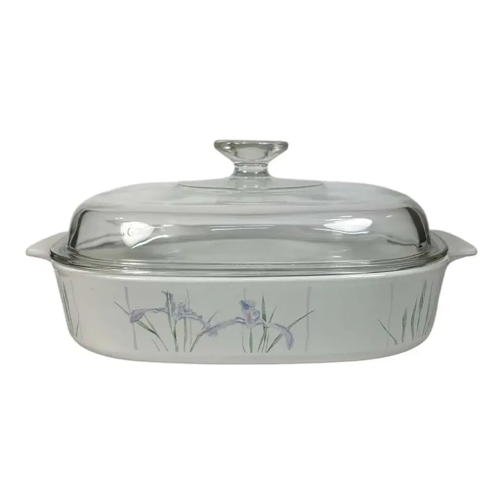 Corning Ware Shadow Iris Square Casserole 2.5 Liter A-10-B w/ Pyrex A-12-C Lid